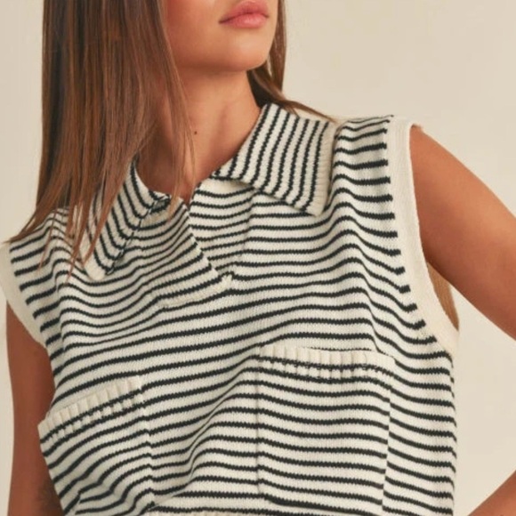 Zara Striped Sleeveless Cotton Vest Knit Top size S - Picture 4 of 11